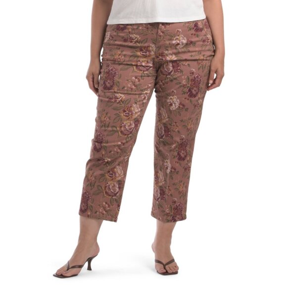 BAGATELLE COLLECTION Valencia Floral Plus 5 Pocket Floral Printed Jeans - Picture 1 of 2